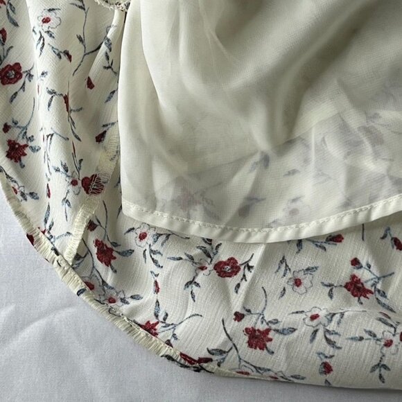 Sugar Lips BOHO Dress Size S Cream Multi Peasant Flowy Tie Sleeve Off Shoulder - Picture 10 of 12